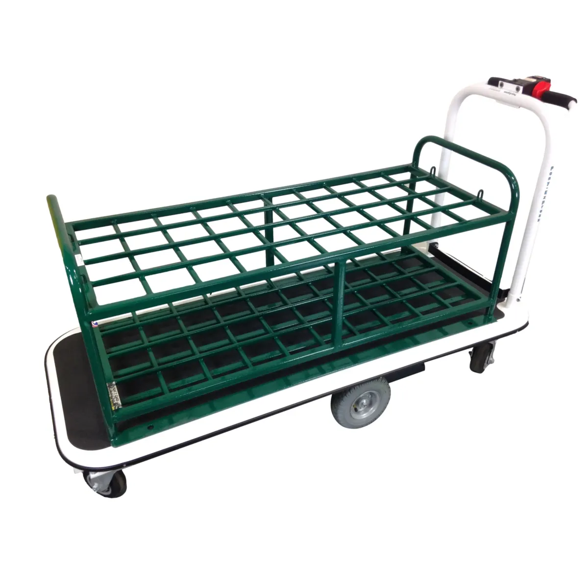 Pony Express medical gas cylinder cart with a green cylinder rack