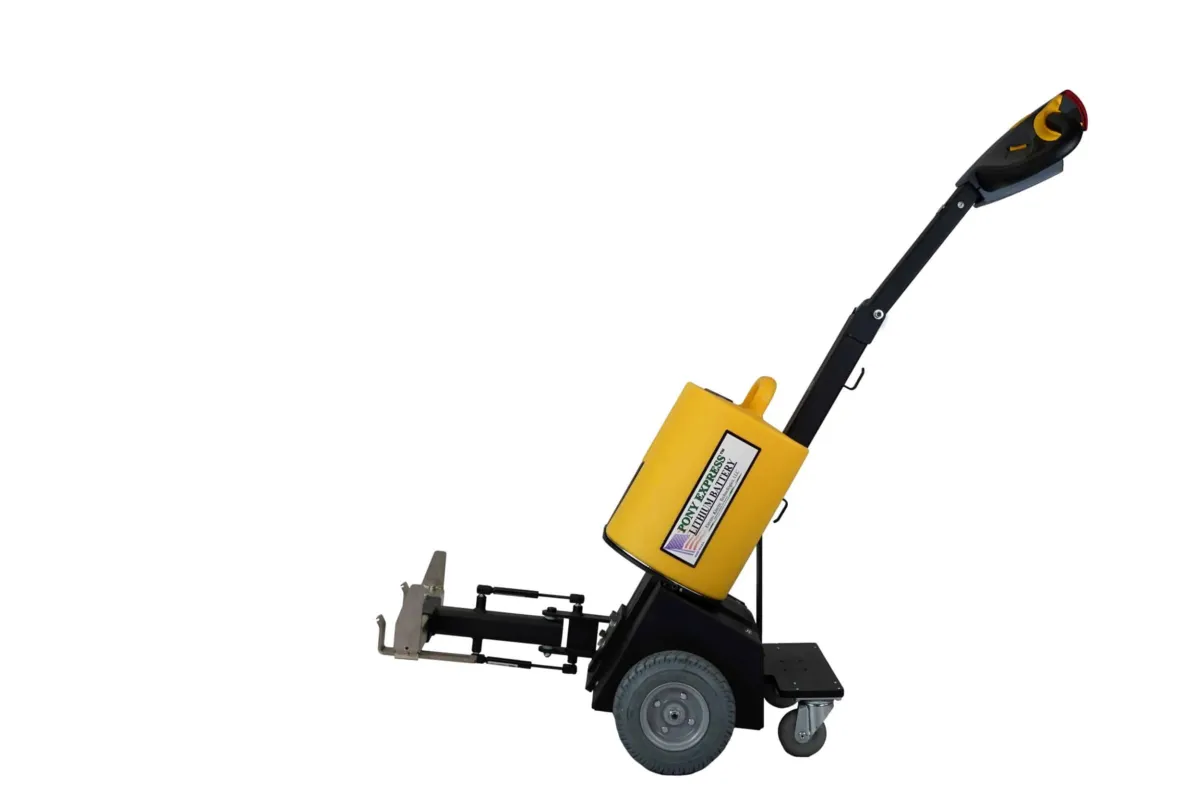 Pony Express 1061 series lithium tugger with the hitch arm, side view